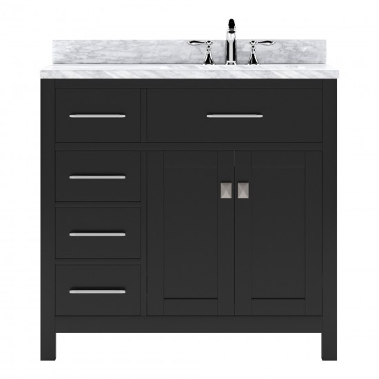 Caroline Parkway 36" Single Bath Vanity in Espresso with White Marble Top and Round Sink