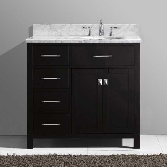 Caroline Parkway 36" Single Bath Vanity in Espresso with White Marble Top and Round Sink