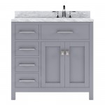 Caroline Parkway 36" Single Bath Vanity in Gray with White Marble Top and Round Sink