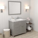 Caroline Parkway 36" Single Bath Vanity in Cashmere Gray with White Marble Top and Square Sink and Matching Mirror