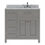 Caroline Parkway 36" Single Bath Vanity in Cashmere Gray with White Marble Top and Square Sink