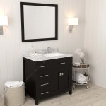 Caroline Parkway 36" Single Bath Vanity in Espresso with White Marble Top and Square Sink and Matching Mirror