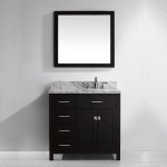 Caroline Parkway 36" Single Bath Vanity in Espresso with White Marble Top and Square Sink with Polished Chrome Faucet and Mir