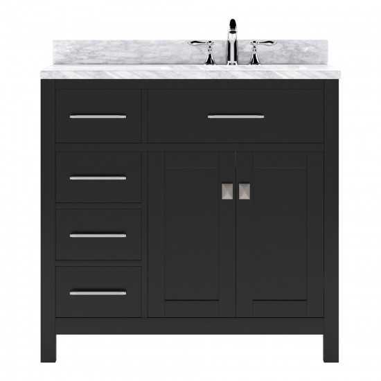 Caroline Parkway 36" Single Bath Vanity in Espresso with White Marble Top and Square Sink