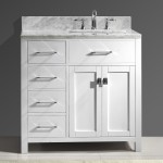 Caroline Parkway 36" Single Bath Vanity in White with White Marble Top and Square Sink