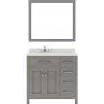 Caroline Parkway 36" Single Vanity in Cashmere Gray with White Quartz Top and Round Sink with Brushed Nickel Faucet and Mirro