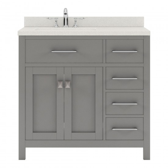 Caroline Parkway 36" Single Bath Vanity in Cashmere Gray with White Quartz Top and Round Sink