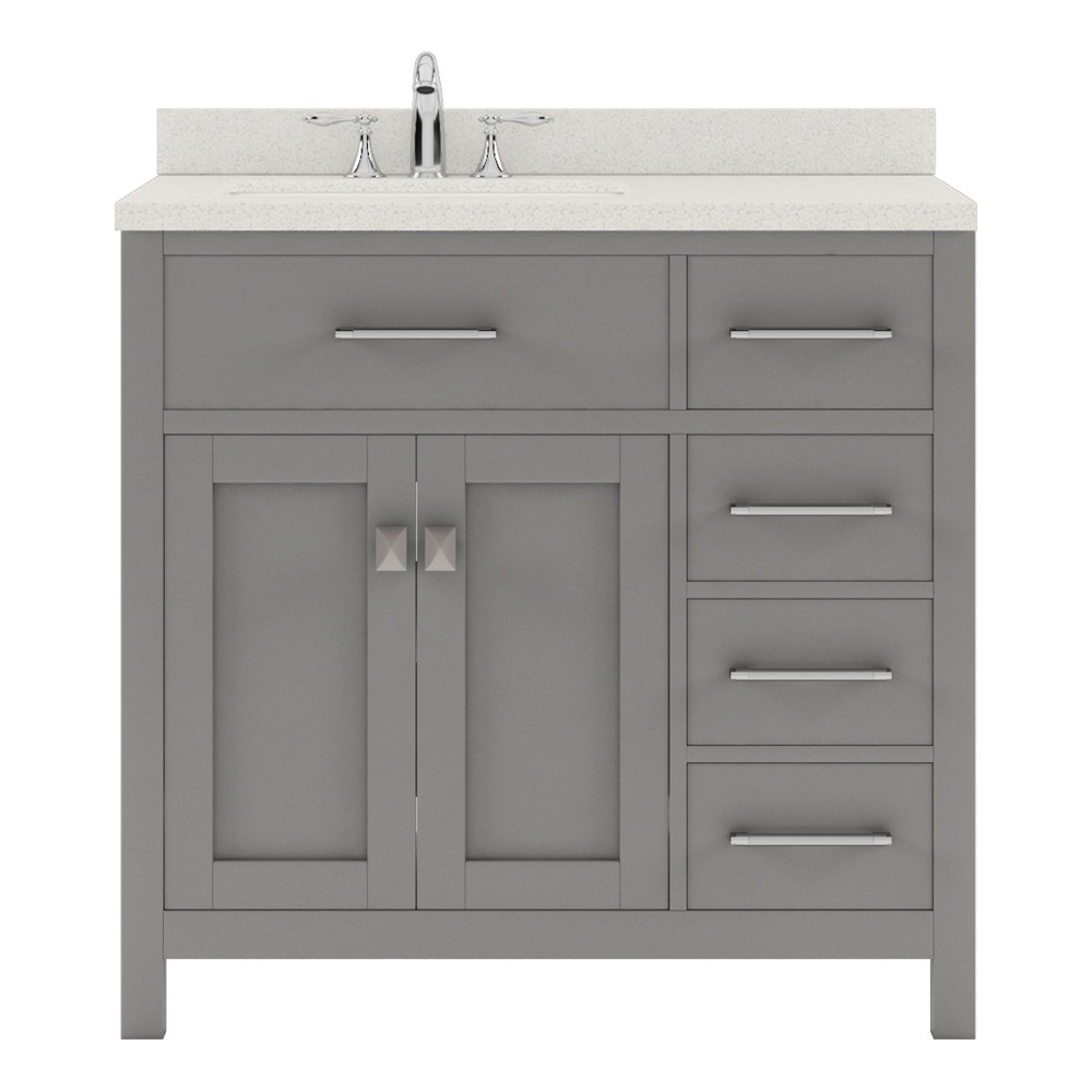 Caroline Parkway 36" Single Bath Vanity in Cashmere Gray with White Quartz Top and Round Sink