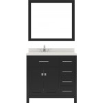 Caroline Parkway 36" Single Bath Vanity in Espresso with White Quartz Top and Round Sink with Brushed Nickel Faucet and Mirro