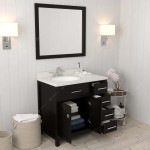 Caroline Parkway 36" Single Bath Vanity in Espresso with White Quartz Top and Round Sink with Brushed Nickel Faucet and Mirro