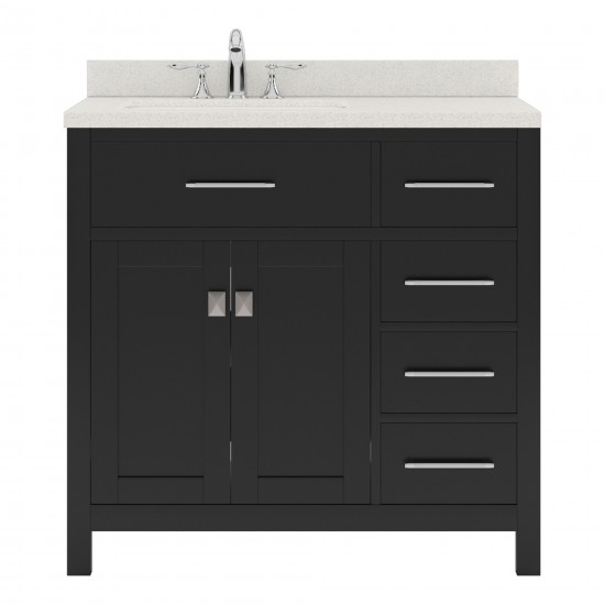 Caroline Parkway 36" Single Bath Vanity in Espresso with White Quartz Top and Round Sink