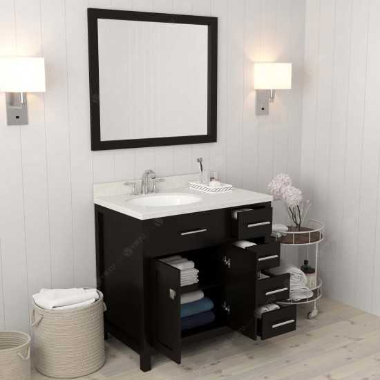 Caroline Parkway 36" Single Bath Vanity in Espresso with White Quartz Top and Round Sink