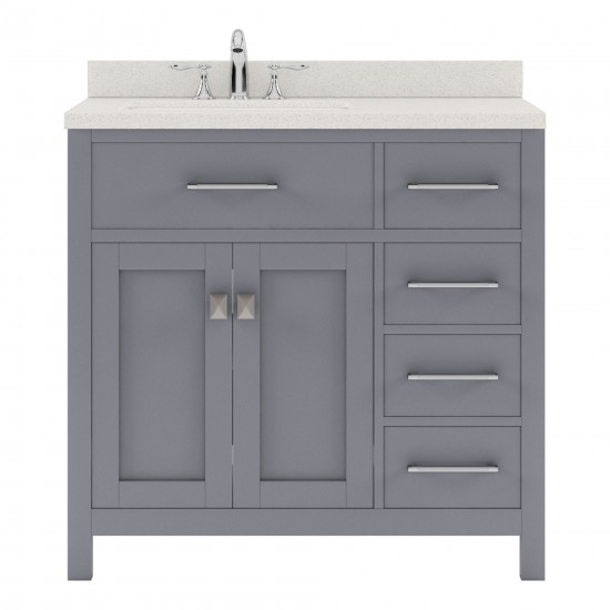 Caroline Parkway 36" Single Bath Vanity in Gray with White Quartz Top and Round Sink