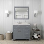 Caroline Parkway 36" Single Bath Vanity in Gray with White Quartz Top and Round Sink