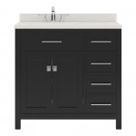 Caroline Parkway 36" Single Bath Vanity in Espresso with White Quartz Top and Square Sink