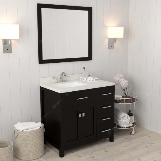 Caroline Parkway 36" Single Bath Vanity in Espresso with White Quartz Top and Square Sink