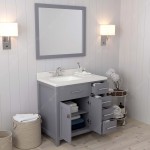 Caroline Parkway 36" Single Bath Vanity in Gray with White Quartz Top and Square Sink with Brushed Nickel Faucet and Mirror