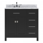 Caroline Parkway 36" Single Bath Vanity in Espresso with White Marble Top and Round Sink