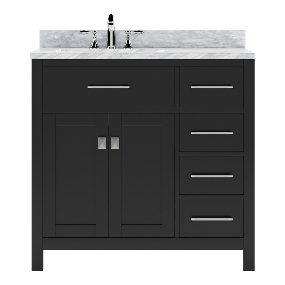 Caroline Parkway 36" Single Bath Vanity in Espresso with White Marble Top and Round Sink