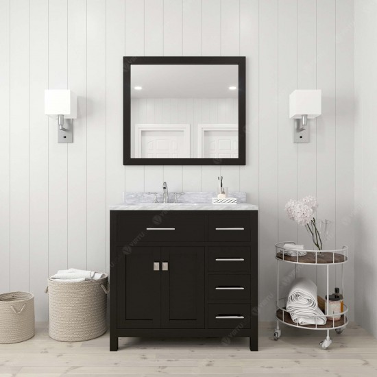 Caroline Parkway 36" Single Bath Vanity in Espresso with White Marble Top and Round Sink