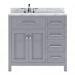 Caroline Parkway 36" Single Bath Vanity in Gray with White Marble Top and Round Sink