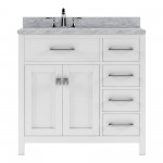 Caroline Parkway 36" Single Bath Vanity in White with White Marble Top and Round Sink