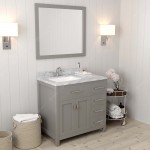 Caroline Parkway 36" Single Bath Vanity in Cashmere Gray with White Marble Top and Square Sink and Matching Mirror