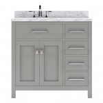 Caroline Parkway 36" Single Bath Vanity in Cashmere Gray with White Marble Top and Square Sink