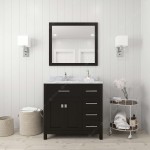 Caroline Parkway 36" Single Bath Vanity in Espresso with White Marble Top and Square Sink with Brushed Nickel Faucet and Mirr