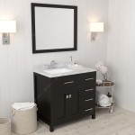 Caroline Parkway 36" Single Bath Vanity in Espresso with White Marble Top and Square Sink with Brushed Nickel Faucet and Mirr