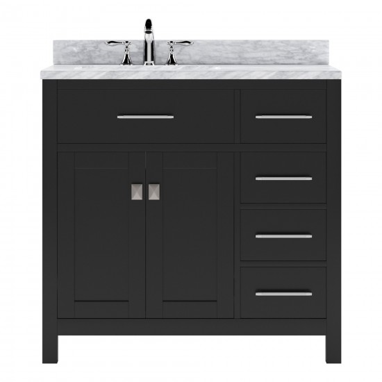 Caroline Parkway 36" Single Bath Vanity in Espresso with White Marble Top and Square Sink