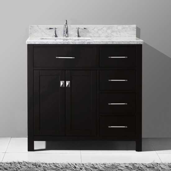 Caroline Parkway 36" Single Bath Vanity in Espresso with White Marble Top and Square Sink