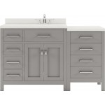 Caroline Parkway 57" Single Bath Vanity in Cashmere Gray with White Quartz Top and Round Sink