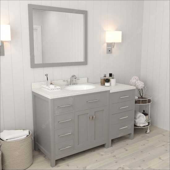 Caroline Parkway 57" Single Bath Vanity in Cashmere Gray with White Quartz Top and Round Sink