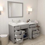 Caroline Parkway 57" Single Bath Vanity in Cashmere Gray with White Quartz Top and Round Sink