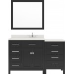 Caroline Parkway 57" Single Bath Vanity in Espresso with White Quartz Top and Round Sink with Brushed Nickel Faucet and Mirro