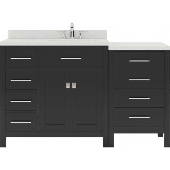 Caroline Parkway 57" Single Bath Vanity in Espresso with White Quartz Top and Round Sink