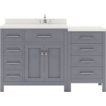 Caroline Parkway 57" Single Bath Vanity in Gray with White Quartz Top and Round Sink