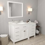 Caroline Parkway 57" Single Bath Vanity in White with White Quartz Top and Round Sink and Matching Mirror