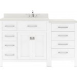 Caroline Parkway 57" Single Bath Vanity in White with White Quartz Top and Round Sink