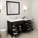 Caroline Parkway 57" Single Bath Vanity in Espresso with White Quartz Top and Square Sink and Matching Mirror