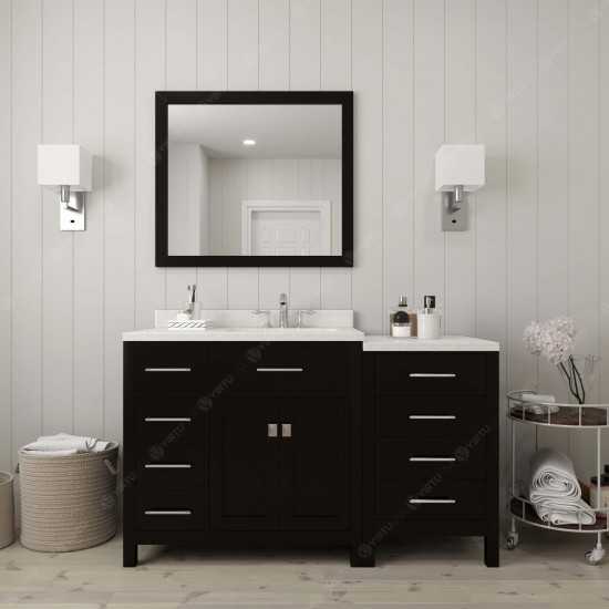 Caroline Parkway 57" Single Bath Vanity in Espresso with White Quartz Top and Square Sink with Polished Chrome Faucet and Mir