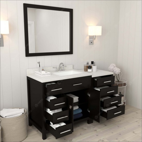 Caroline Parkway 57" Single Bath Vanity in Espresso with White Quartz Top and Square Sink