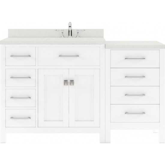 Caroline Parkway 57" Single Bath Vanity in White with White Quartz Top and Square Sink