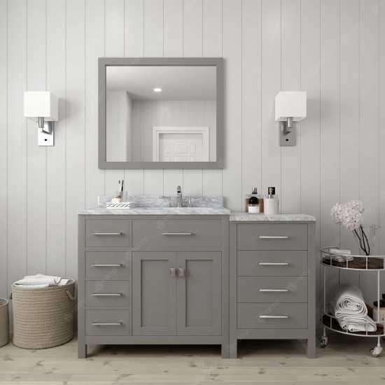 Caroline Parkway 57" Single Bath Vanity in Cashmere Gray with White Marble Top and Round Sink