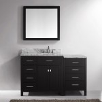 Caroline Parkway 57" Single Bath Vanity in Espresso with White Marble Top and Round Sink and Matching Mirror