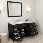 Caroline Parkway 57" Single Bath Vanity in Espresso with White Marble Top and Round Sink and Matching Mirror