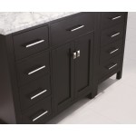 Caroline Parkway 57" Single Bath Vanity in Espresso with White Marble Top and Round Sink and Matching Mirror