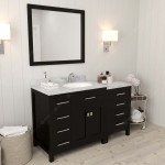 Caroline Parkway 57" Single Bath Vanity in Espresso with White Marble Top and Round Sink with Polished Chrome Faucet and Mirr