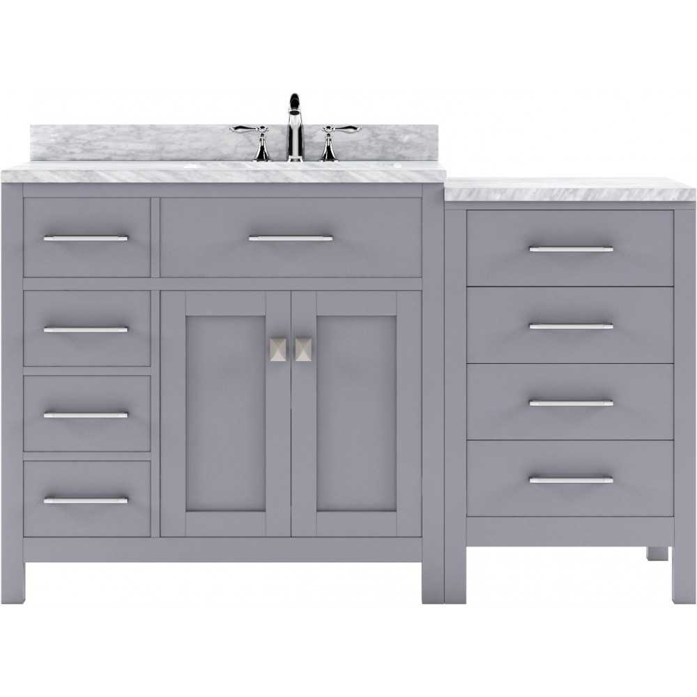 Caroline Parkway 57" Single Bath Vanity in Gray with White Marble Top and Round Sink